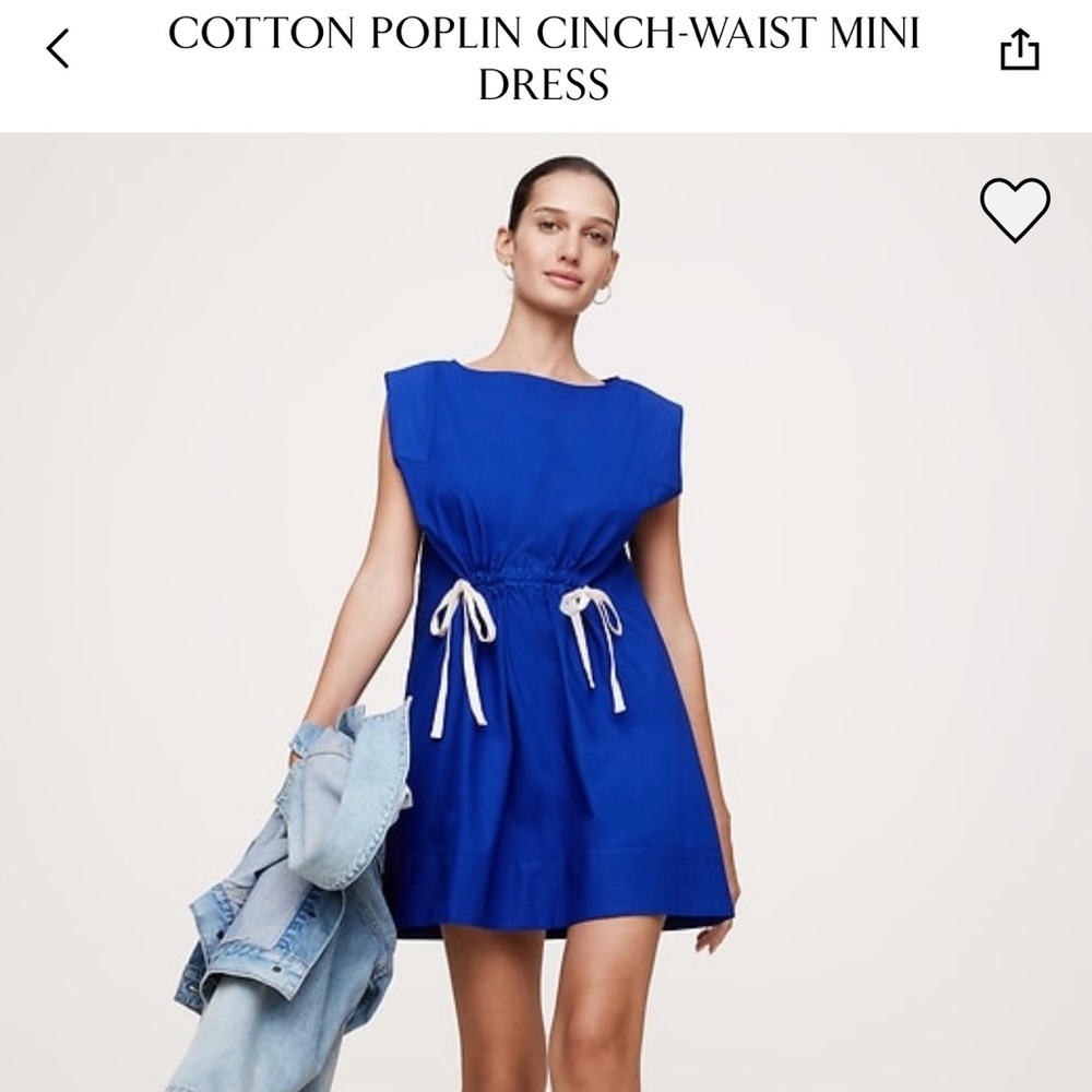 Banana Republic Blue Cotton Poplin Cinch-Waist Mini Dress